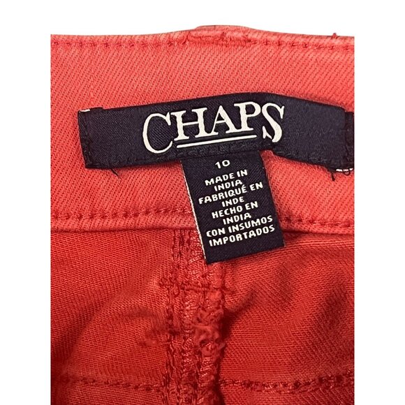Chaps Womens Red Cropped Jeans 10 Denim High Rise Holidays Tomato Girl Vibrant - Picture 6 of 8